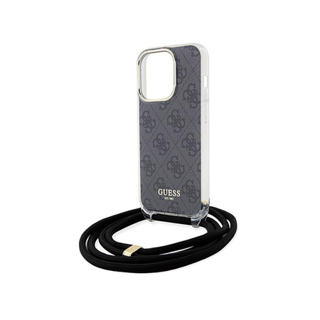 Guess Crossbody Cord 4G Print - Coque pour iPhone 15 Pro (noir)