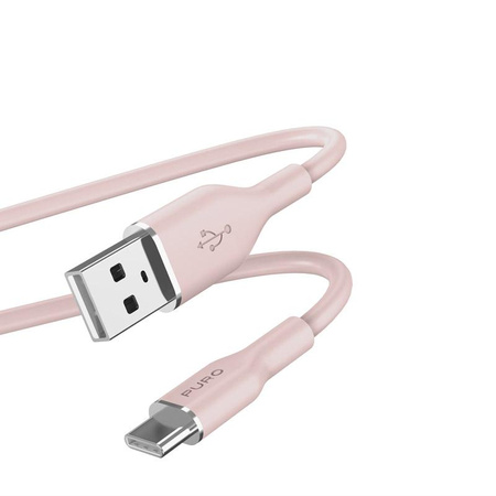 PURO ICON Soft Cable - USB-A to USB-C cable 1.5 m (Dusty Pink)