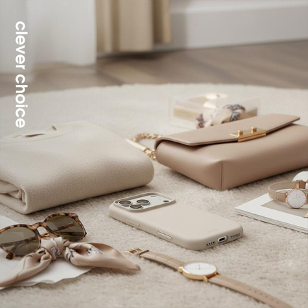 SILIKONOWE ETUI MAGSAFE DO IPHONE 17 PRO MAX Crong BEŻOWE MAGNETYCZNE CASE