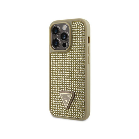 Guess Rhinestone Triangle - pouzdro pro iPhone 14 Pro (zlaté)