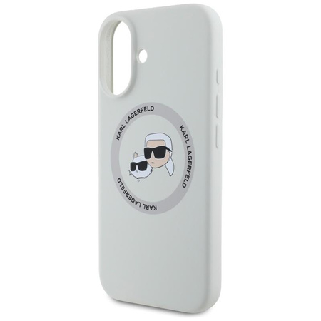 Karl Lagerfeld Silikon Doppelköpfe und Kreis MagSafe - Hülle für iPhone 16 (beige)