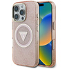 Guess IML Metal Glitter 4G Circle Triangle MagSafe - pouzdro pro iPhone 16 Pro (růžové)