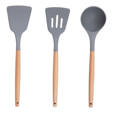 Alpina - Set di utensili da cucina in silicone con supporto, 12 pezzi