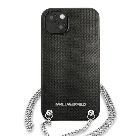 Karl Lagerfeld Leder strukturiert und Kette - iPhone 13 Tasche (schwarz)