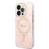 Guess Bundle Pack MagSafe 4G - Étui + chargeur MagSafe pour iPhone 14 Pro Max (rose/doré)