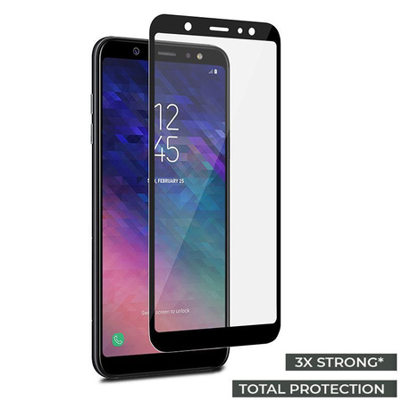 PURO Frame Tempered Glass - Tvrzené ochranné sklo pro Samsung Galaxy A6 (2018) (černý rámeček)