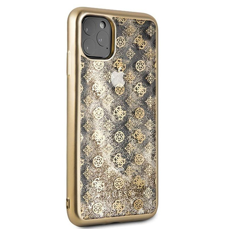 Guess 4G Peony Liquid Glitter - Coque iPhone 11 Pro Max (Or)