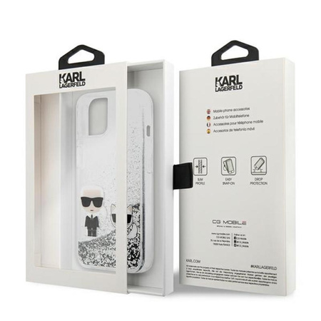 Karl Lagerfeld Liquid Glitter Karl & Choupette - iPhone 13 Case (silver)