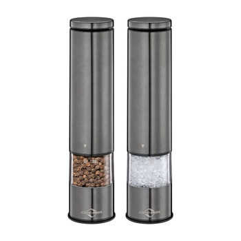 Küchenprofi Boston - Electric Salt and Pepper Mills with Ceramic Grinding Mechanism 23x5 cm Set of 2 (Grey)