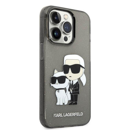 Karl Lagerfeld IML Glitter NFT Karl & Choupette - Case for iPhone 14 Pro (Black)