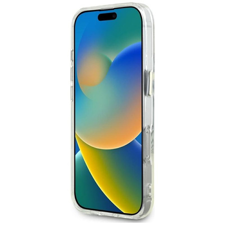Guess IML Metallfarbener Kreis Klassisches Logo MagSafe - Gehäuse für iPhone 16 Pro Max (weiß)