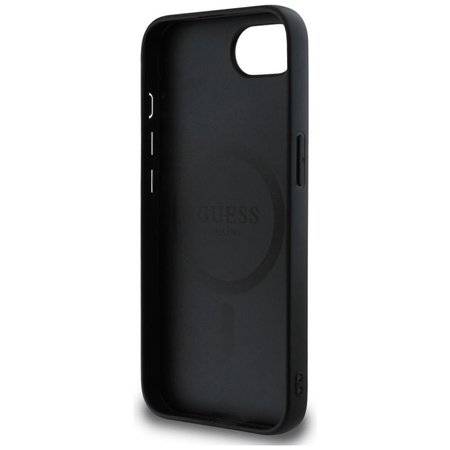 Guess szemcsés Hot Stamp Peony Triangle Logo MagSafe - tok iPhone 16e (fekete)
