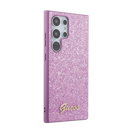 Guess Glitter Flakes Metal Logo Case - Tasche für Samsung Galaxy S24 Ultra (Lila)