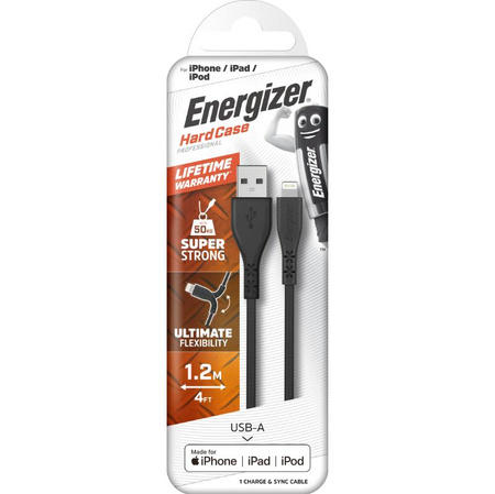 Energizer HardCase - Propojovací kabel USB-A na Lightning s certifikací MFi 1,2 m (černý)