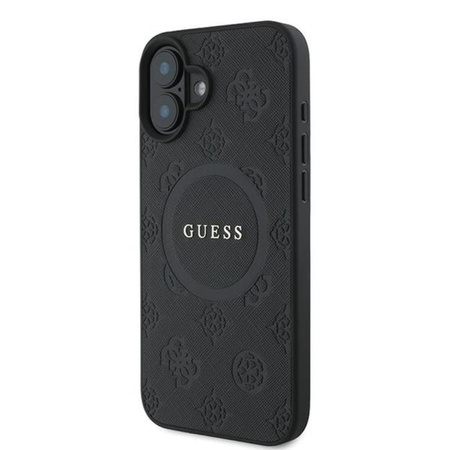 Guess Saffiano Peony Classic Logo MagSafe - Etui iPhone 16 Plus (czarny)