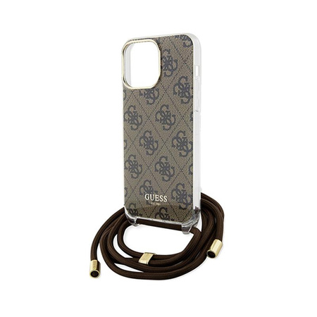 Guess Crossbody Cord 4G Print - iPhone 15 Pro Case (brown)