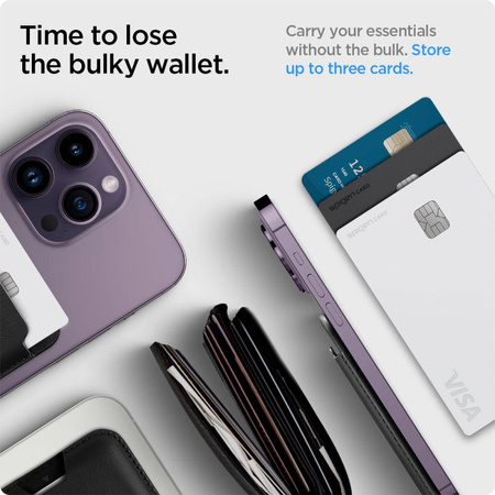 PORTFEL SPIGEN MAGSAFE NA KARTY, DO IPHONE, Dokumenty, Magnetyczny, Czarny