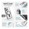 Speck Presidio Perfect-Clear ClickLock & Magsafe - iPhone 15 Pro Case (Clear / Frosted Black / Slate Grey)