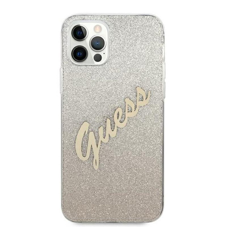 Guess Glitter Gradient Script - Coque iPhone 12 / iPhone 12 Pro (Or)