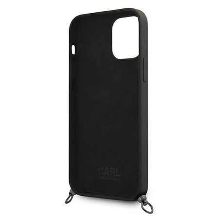 Pouzdro Karl Lagerfeld Fullbody Silicone Iconic Cord - iPhone 12 Pro Max (černé)