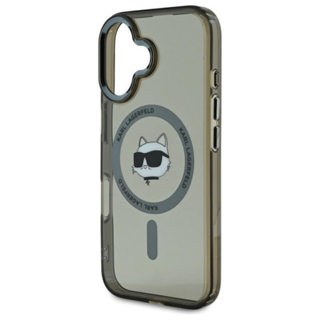 Karl Lagerfeld IML Metal Choupette Head MagSafe - pouzdro pro iPhone 16 Plus (černé)