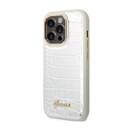 Guess Croco Collection - iPhone 14 Pro tok (ezüst)