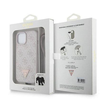 Guess Crossbody 4G Metal Logo - iPhone 15 Tasche (rosa)