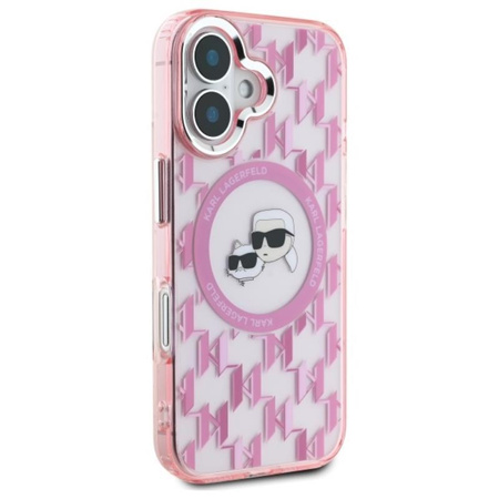 Karl Lagerfeld IML Monogram Karl & Choupette Head MagSafe - Coque iPhone 16 (rose)