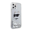 Karl Lagerfeld Liquid Glitter NFT Choupette Head - Coque iPhone 12 / iPhone 12 Pro (argent)