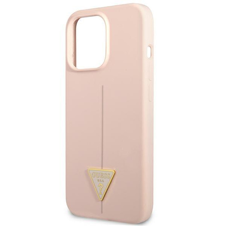 Silikonové pouzdro Guess s trojúhelníkovým logem - iPhone 13 Pro (růžové)