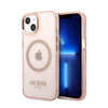 Guess Gold Outline Translucent MagSafe - iPhone 13 Case (pink)