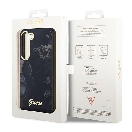 Guess Golden Marble Collection - Case for Samsung Galaxy S23 (Black)