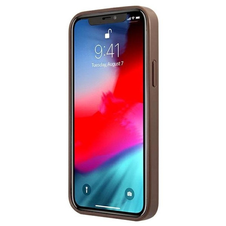 Guess 4G Printed Stripe - pouzdro pro iPhone 12 mini (hnědé)