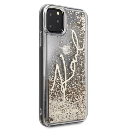 Karl Lagerfeld Signature Glitter Case - Coque pour iPhone 11 Pro Max (Or)