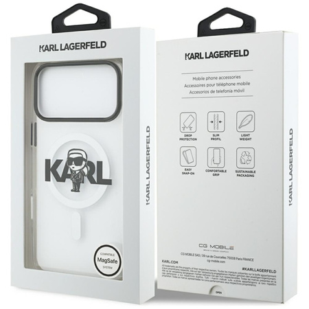 Karl Lagerfeld IML Karl Sketch Logo MagSafe - iPhone 17 Pro Max Hülle (Transparent)