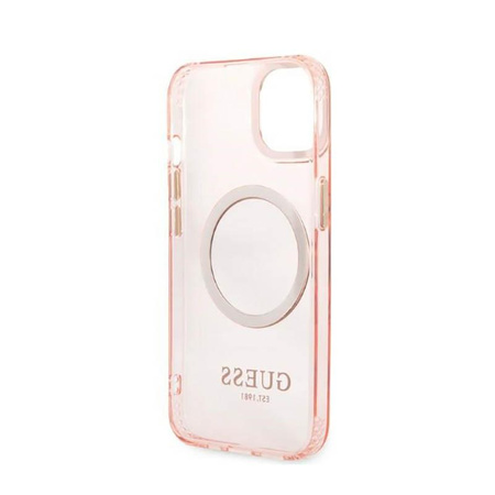 Guess Gold Outline Translucent MagSafe - iPhone 13 Case (pink)