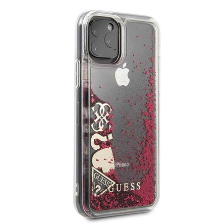 Guess Liquid Glitter Hearts - iPhone 11 Pro Tasche (Himbeere)