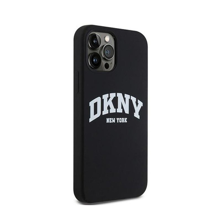 DKNY Liquid Silicone White Printed Logo MagSafe - Schutzhülle für iPhone 12 / iPhone 12 Pro (schwarz)