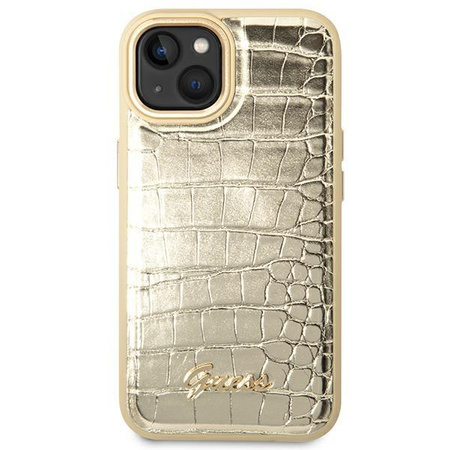 Guess Croco Collection - pouzdro pro iPhone 14 Plus (zlaté)