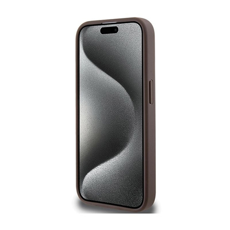Guess 4G Bottom Stripe Metall Logo Kollektion - iPhone 15 Pro Max Tasche (braun)