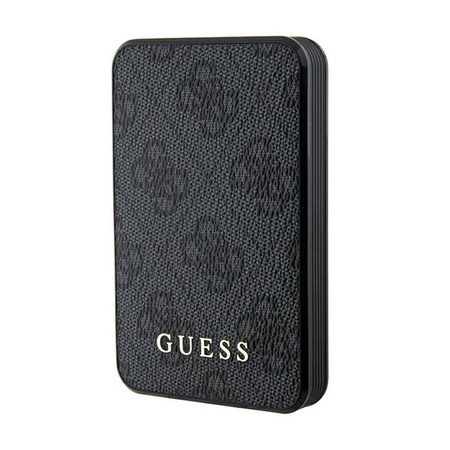 Guess 4G bőr fém logós - Power Bank 5000 mAh 15W (fekete)