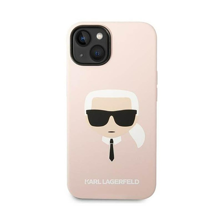 Karl Lagerfeld Silikonové pouzdro Iconic Karl`s Head - iPhone 14 Plus (růžové)