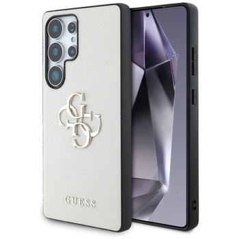 Guess Grained Big 4G Logo Small Classic Logo - Étui pour Samsung Galaxy S25 Ultra (beige)