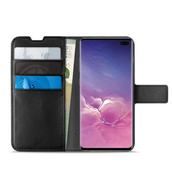 Étui portefeuille PURO Booklet - Étui pour Samsung Galaxy S10+ avec pochettes pour cartes + support (noir)