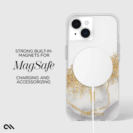 Case-Mate Karat MagSafe - Schutzhülle für iPhone 15 / iPhone 14 / iPhone 13 mit Golddekor (Marble)