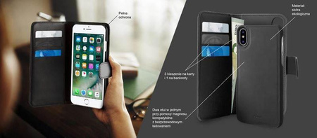 PURO Wallet Detachable - Etui 2w1 iPhone XR (czarny)