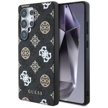 Pouzdro Guess 4G MagSafe s potiskem barevných pivoněk pro Samsung Galaxy S25 Ultra (černé)