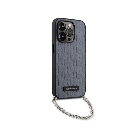 Karl Lagerfeld Saffiano Monogram Chain - iPhone 14 Pro Case (Silver)