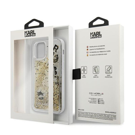 Karl Lagerfeld Glitter Liquid Floating Charms - Coque pour iPhone 12 mini (Gold Floating Charms)