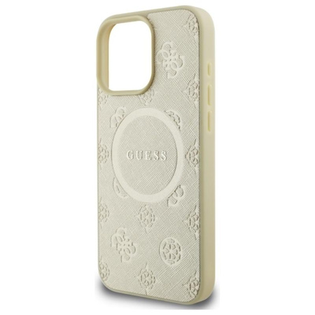 Guess Saffiano Peony Classic Logo MagSafe - Case for iPhone 16 Pro Max (gold)